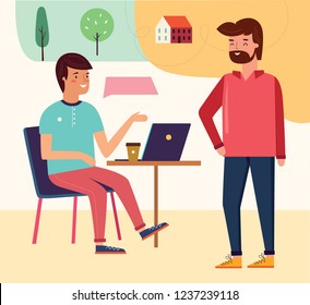 Vector illustration with people at a business meeting