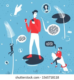 Vector Illustration People Communicate Concept