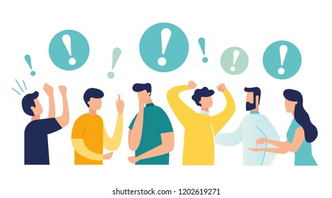 Vector illustration of people communication in search of ideas, problem solving, use in web projects and applications