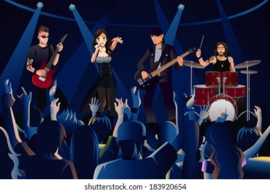 A vector illustration people in a concert