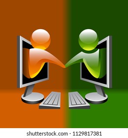 vector illustration of People connection net work visual
