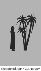 ilustración vectorial de personas y palmas dátiles
