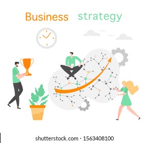 Vector illustration People Development Business strategy, profit growth planning, financial increase Research, statistics, marketing, study performance indicators, optimization, data analysis concept