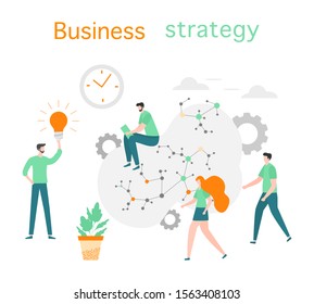 Vector illustration People Development Business strategy, profit growth planning, financial increase Research, statistics, marketing, study performance indicators, optimization, data analysis concept