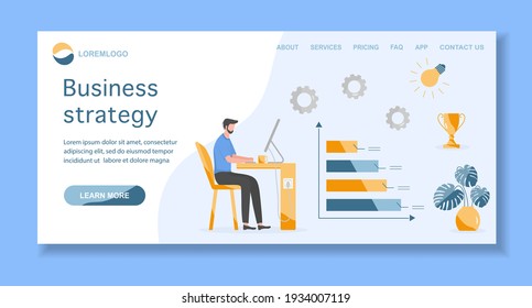 Vector illustration People Development Business strategy, profit growth planning, financial increase Research, statistics, marketing, study performance indicators, optimization, data analysis concept