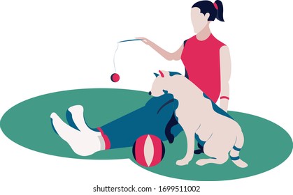 vector illustration people with dogs