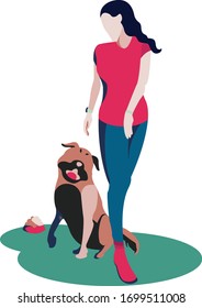 vector illustration people with dogs