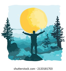 Vector illustration of people feeling freedom
