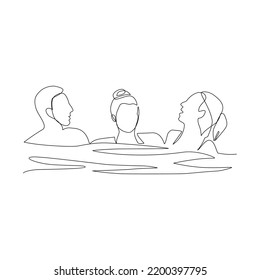 Vector illustration of people floating in the sea