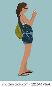 Vector Illustration of People Free Hand style on Flat color Background