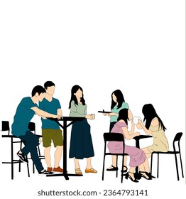 vector illustration of people gathering, suitable for promotional designs for cafes or hangout places
