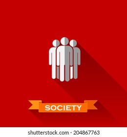 vector illustration of people group in flat design style with long shadows 