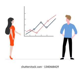 Vector illustration with people having business meeting. People discuss and make decisions background. Presentation, partnership. Brainstorming concept. Design for banner, poster or print.