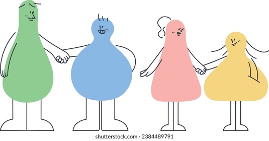 Vector illustration of people holding hands