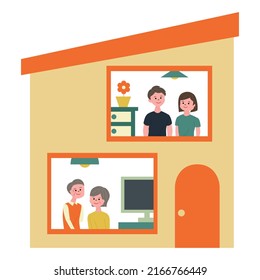 Vector illustration of people in the house.
