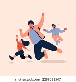 vector illustration of people jumping and having fun