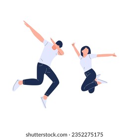 vector illustration of people jumping for joy