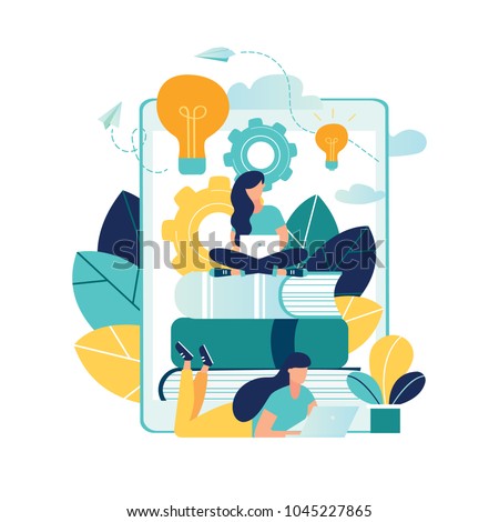 vector illustration people learn and gain knowledge. The creative design of the schedule students learn on books. stylish vector for posters, banners, websites, booklets, flyers, cards