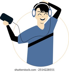 Vector Illustration of People Listening to Music. Isolated on White Background