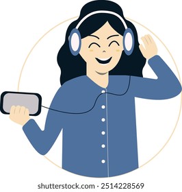Vector Illustration of People Listening to Music. Isolated on White Background