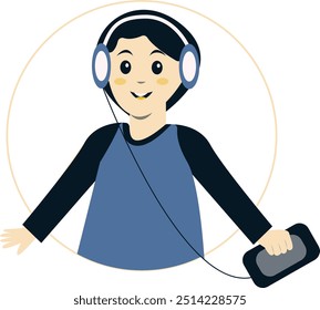 Vector Illustration of People Listening to Music. Isolated on White Background