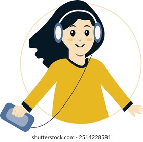 Ilustración vectorial de Personas Escuchando Música. Aislado en el fondo blanco