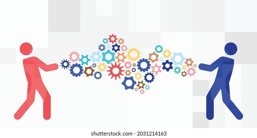 vector illustration of people and mechanism for prosumerism and cooperation concept