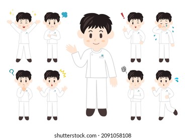 Vector illustration of People. Medical personnel icons set. Nurse, caregiver, man. 