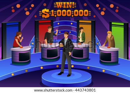 A vector illustration of people on game show