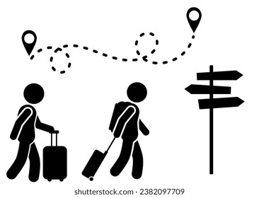 vector illustration of people on holiday, traveling