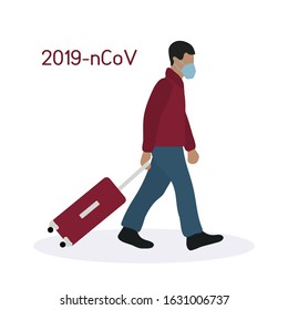 Vector illustration People passengers wearing breathing mask to protect from 2019-nCoV China pathogen respiratory coronavirus SARS pandemic risk alert Chinese ncov corona virus Design for web, print