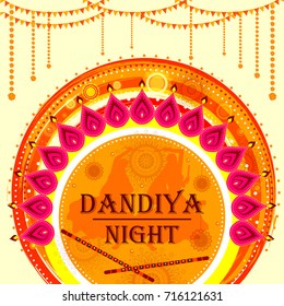 ilustración vectorial de personas bailando Garba en el diseño de carteles para Dandiya Night