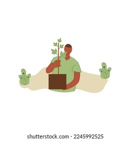 Vector illustration of people planting trees. concept of saving the earth. Ecology volunteering concept. Design for ecology activism