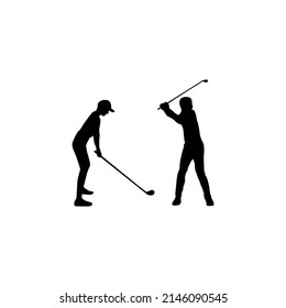 vector illustration of people playing golf for a symbol or logo icon. golf sport icon