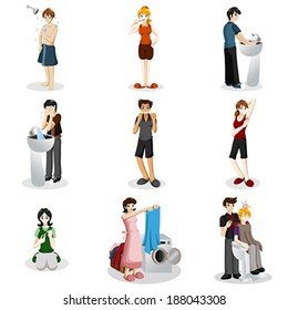 A vector illustration of people practicing good hygiene