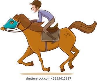 Vector illustration of people riding horses.