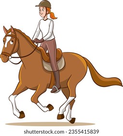 Vector illustration of people riding horses.