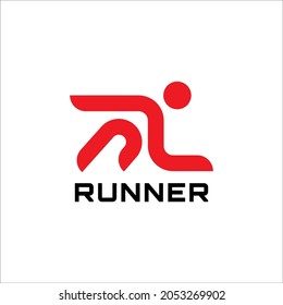 ilustración vectorial de personas corriendo en rojo simbolizando la velocidad. diseño del logotipo del corredor para el instituto de formación deportiva, comunidad, icono de aplicaciones, producto de marca etc concepto de logotipo limpio y sencillo