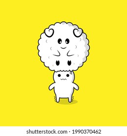 vector illustration of people and sheep on their heads