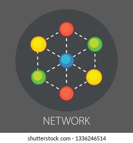 Vector illustration of people social network and Global networking with "network" communication and media concept