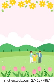 Vector illustration people in spring park.