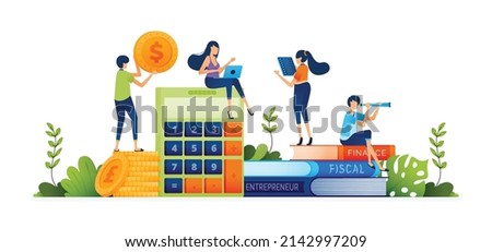 Vector illustration of People study financial literacy and accounting to raise entrepreneurship awareness. Can be used to landing page, web, website, poster, mobile apps, brochure, ads, flyer, card
