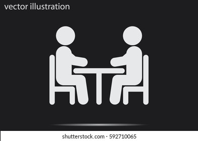 vector illustration people at a table, icon.