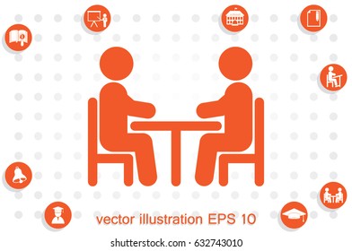 vector illustration people at a table, icon