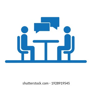 Vector Illustration People At A Table Talking, Icon