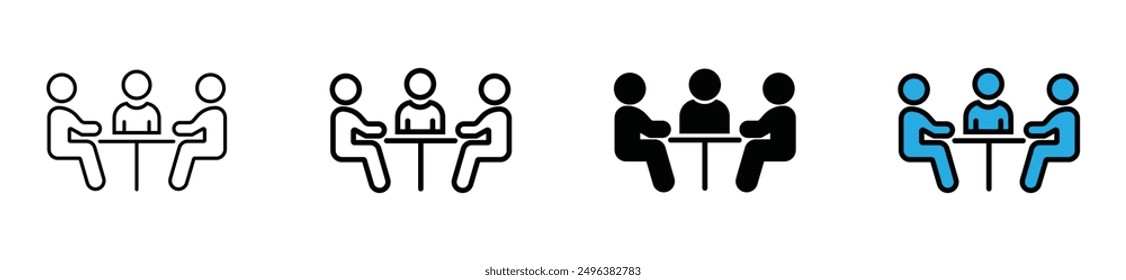 Ilustración vectorial de personas en una mesa hablando, icono. Vector de valores. eps 10. 