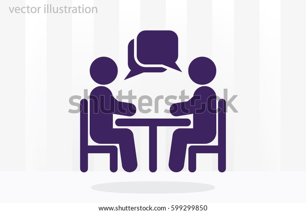 vector\
illustration people at a table talking,\
icon