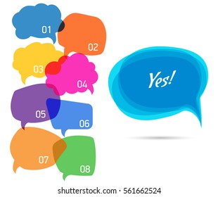 Vector illustration.  people talking - white paper speech bubbles isolated on white background. transparent colored speech bubble.