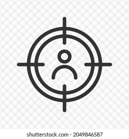 Vector illustration of people target icon in dark color and transparent background(png).