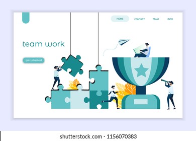 Vector illustration of people team work and success concept for web page, banner, presentation, social media, documents, cards, posters flat design style